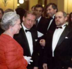 Ivan Kusnjer in company of the Queen Elizabeth 
and the President Havel, Prague Castle, 2000